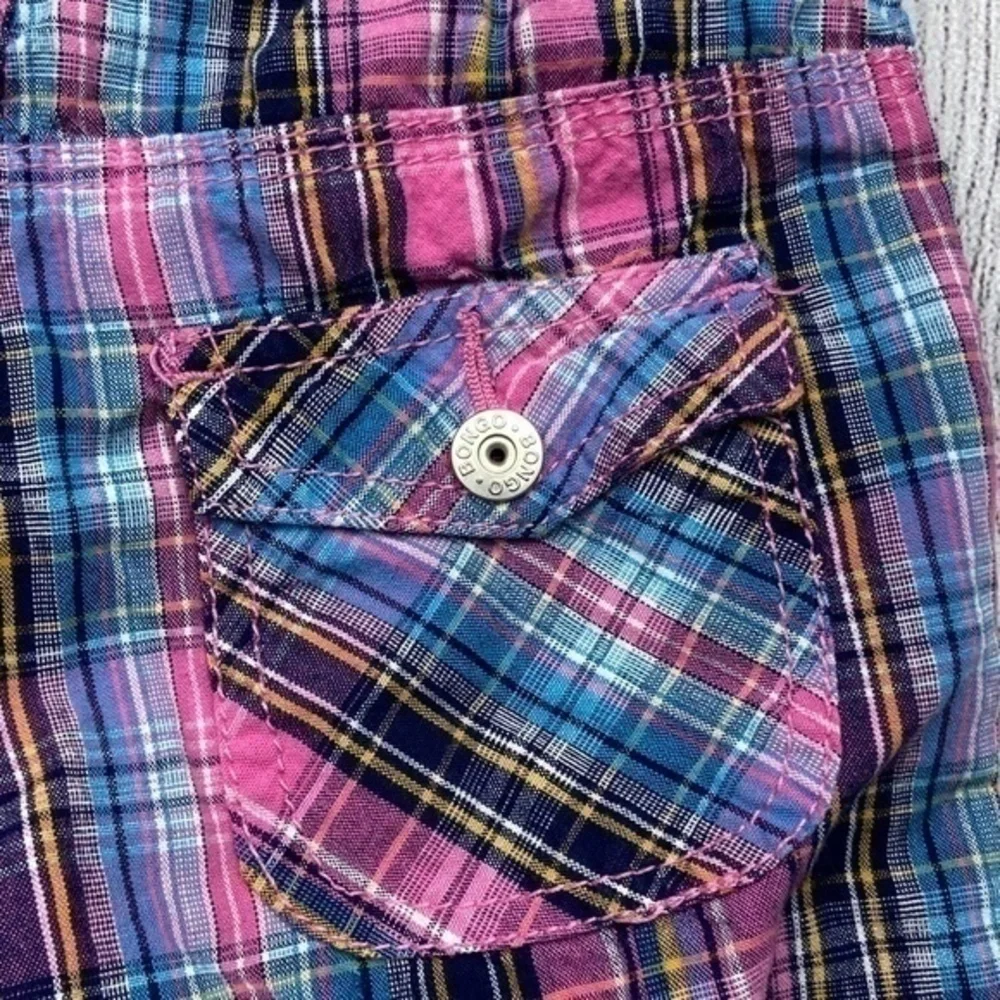 Bongo Plaid Bermuda Shorts Girls Size 5 Pink Blue